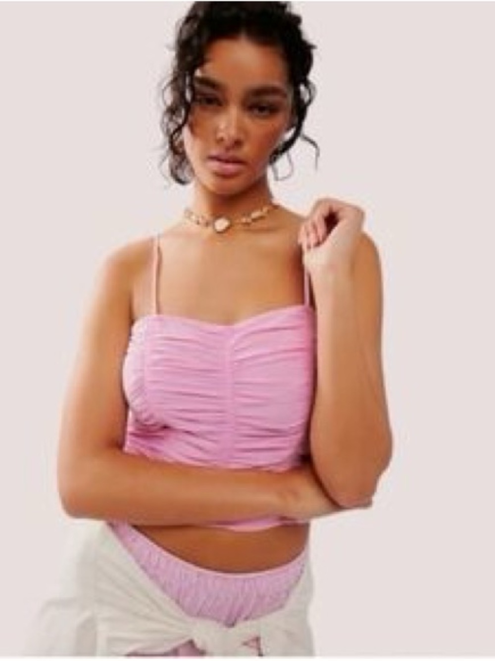 Free People Pink Coquette Cotton Top XL — Like New